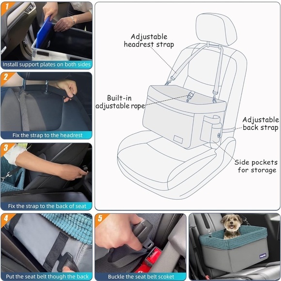 Petprsco Pet Car Seat for Small Dogs & Cats 20lbs - Picture 6 of 10